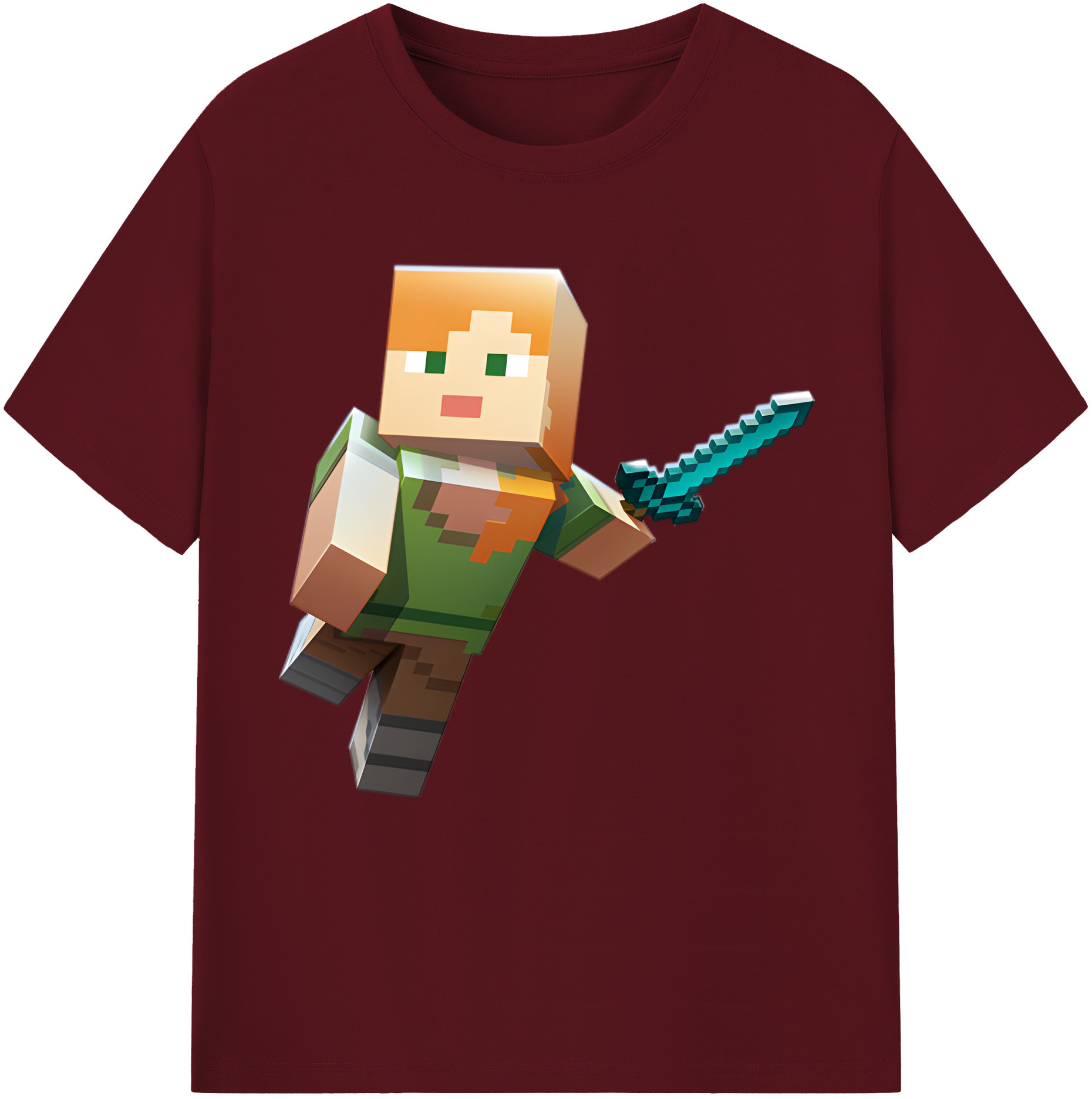 （画像用） マインクラフト ブロックの世界 Minecraft MC Block world 綿100％半袖Tシャツ（フロントプリント）